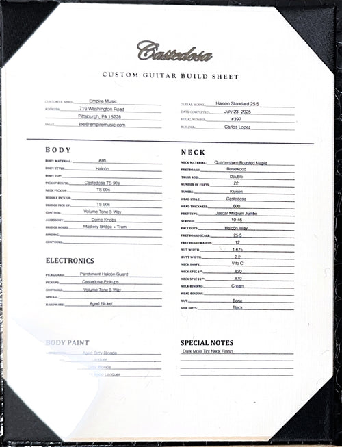 Castedosa Guitars Halcón Standard - Aged Dirty Blonde #397