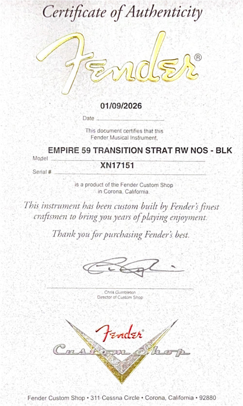 Fender Custom Shop Empire 59 Transition Stratocaster NOS - Black #17151