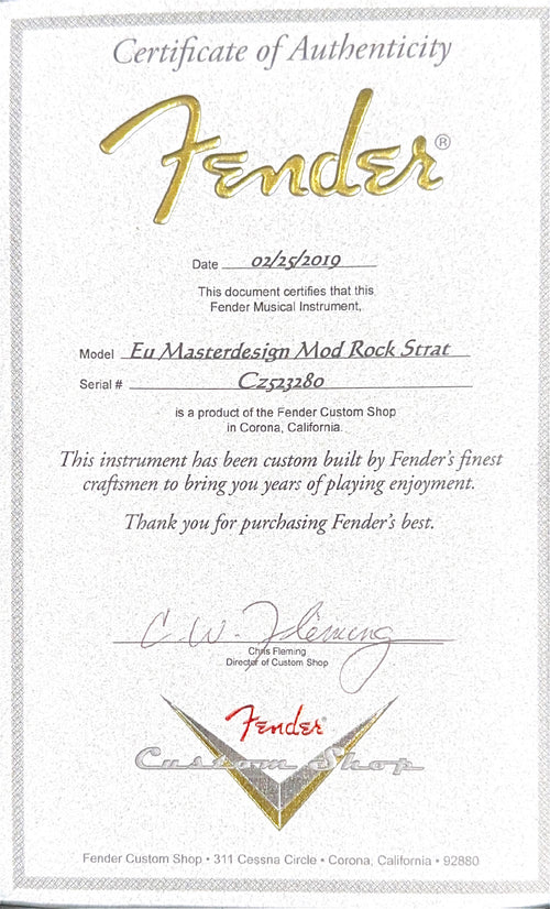 Used Fender Custom Shop John Cruz EU Masterdesign Mod Rock Strat (2019) - Bright Silver/Blue Metallic #23280 with Original Hard Case