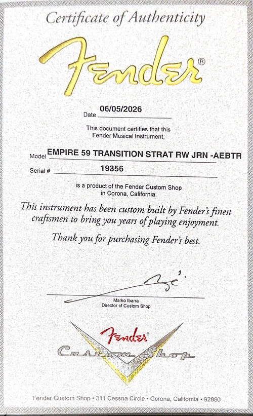 Fender Custom Shop Empire 59 Transition Stratocaster Journeyman Relic - Aged Ebony Transparent #19356