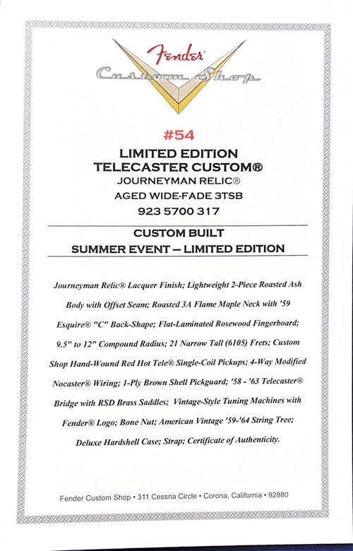 Fender Custom Shop Limited Edition Telecaster Custom Journeyman Relic - Aged Wide Fade 3-Color Sunburst #91496