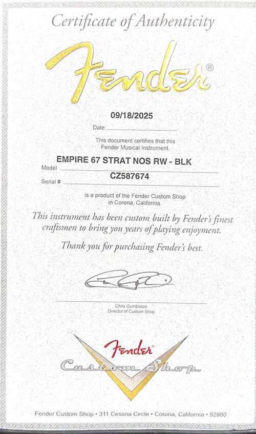 Fender Custom Shop Empire 67 Stratocaster NOS - Black #87674