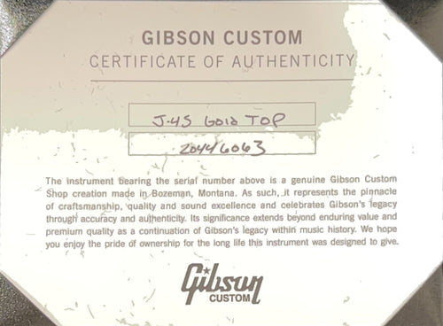 Gibson Custom Shop J-45 Goldtop #46063