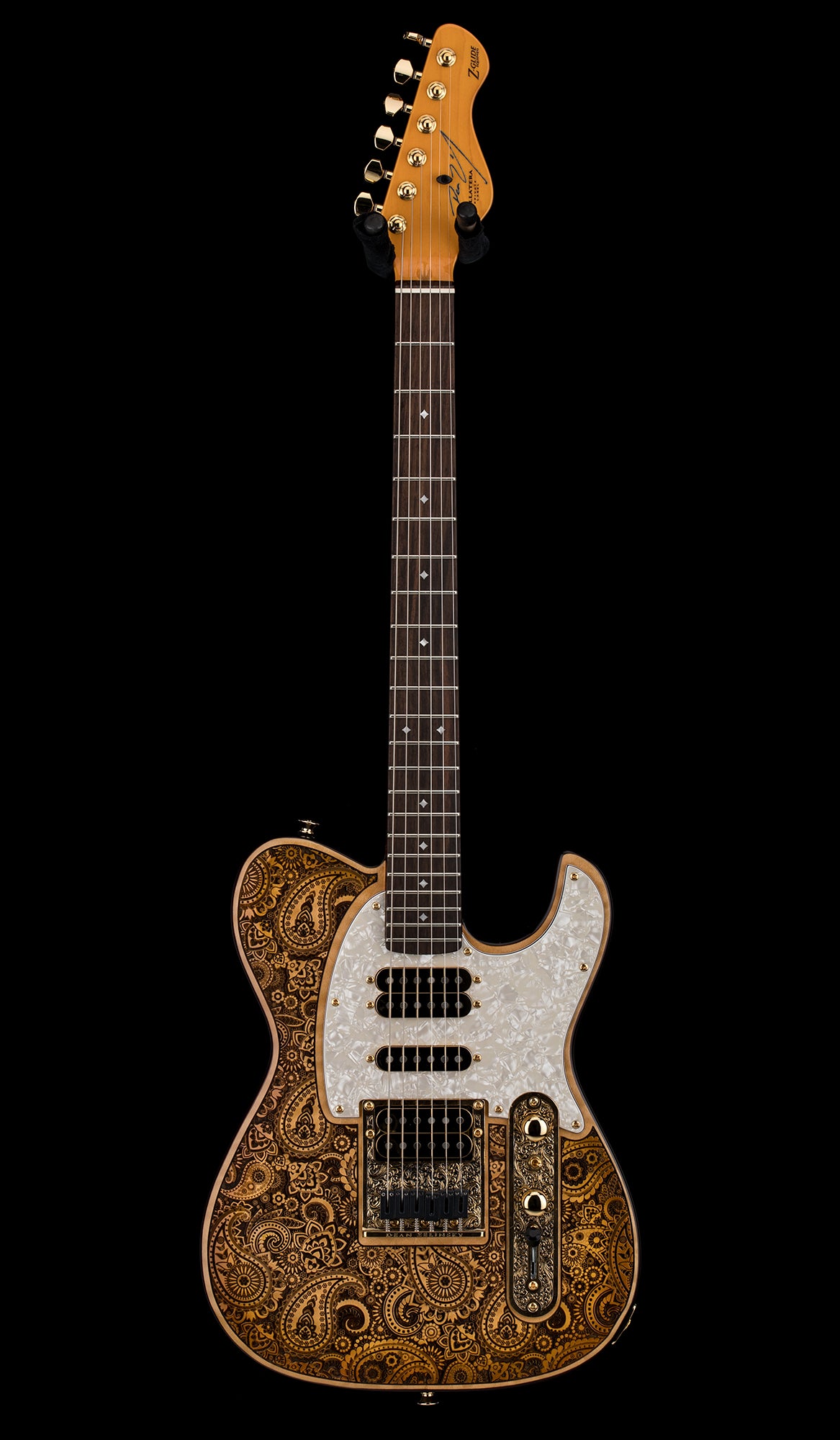 Used Dean Zelinsky Guitars Dellatera Engraved Paisley - Honey Gold