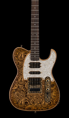 Used Dean Zelinsky Guitars Dellatera Engraved Paisley - Honey Gold #40777 with Original Hard Case