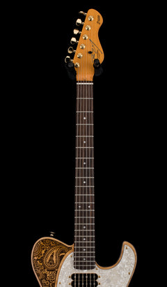 Used Dean Zelinsky Guitars Dellatera Engraved Paisley - Honey Gold #40777 with Original Hard Case