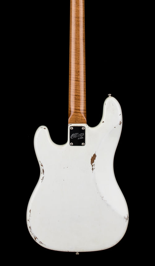 Used Olinto by La Bella PJ Bass Relic - White #1774 with Hard Case