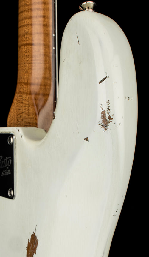 Used Olinto by La Bella PJ Bass Relic - White #1774 with Hard Case