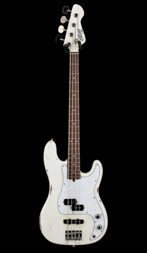 Used Olinto by La Bella PJ Bass Relic - White #1774 with Hard Case