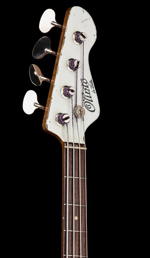 Used Olinto by La Bella PJ Bass Relic - White #1774 with Hard Case