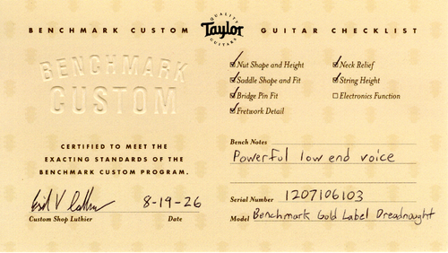 Taylor Benchmark Custom Gold Label 710 Torrefied Sitka Spruce and Honduran Rosewood #06103