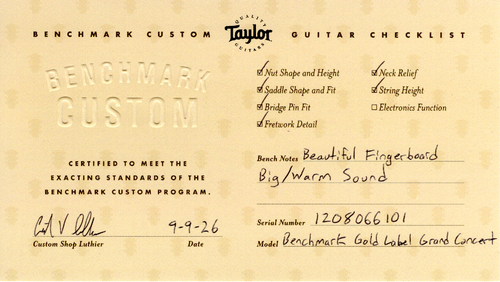 Taylor Benchmark Custom Gold Label Grand Concert Mahogany #66101