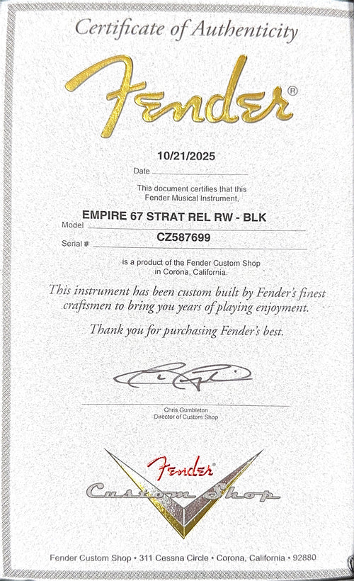 Fender Custom Shop Empire 67 Stratocaster Relic - Black #87699