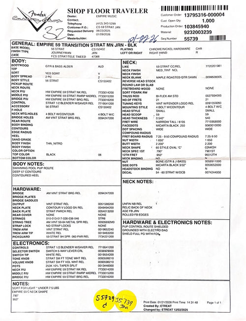 Fender Custom Shop Empire 59 Transition Stratocaster Journeyman Relic - Black #19357