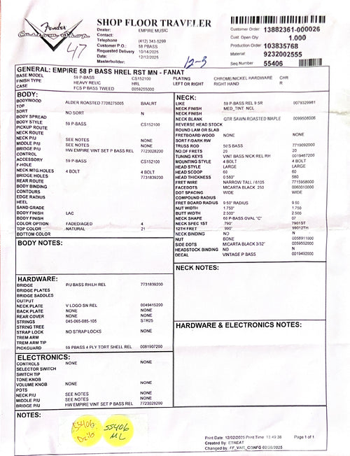 Fender Custom Shop Empire 58 Precision Bass Heavy Relic - Faded Aged Natural #89286