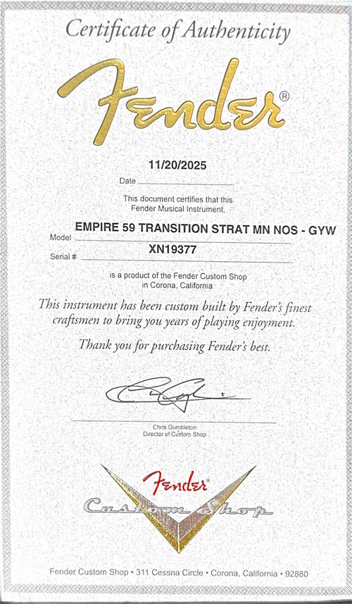 Fender Custom Shop Empire 59 Transition Stratocaster NOS - Graffiti Yellow #19377