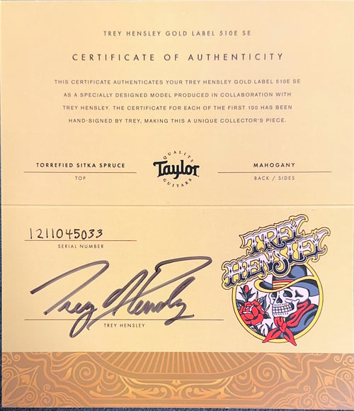 Taylor Trey Hensley Gold Label 510e Special Edition #45033