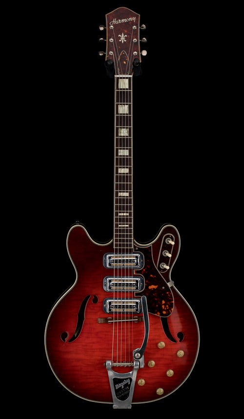 Vintage Harmony 1966 H-78 - Warm Cherry Red Tone Shaded #4522 with Hard Case