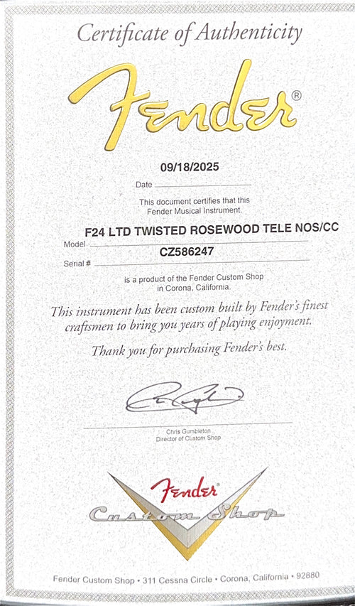 Fender Custom Shop Limited Edition Twisted Rosewood Telecaster NOS w/ Closet Classic Hardware #86247