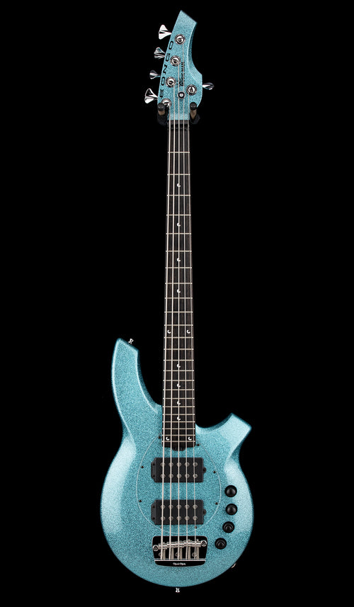 Used Ernie Ball Music Man Bongo 5 HH (2019) - Aqua Sparkle #86146 with Original Hard Case