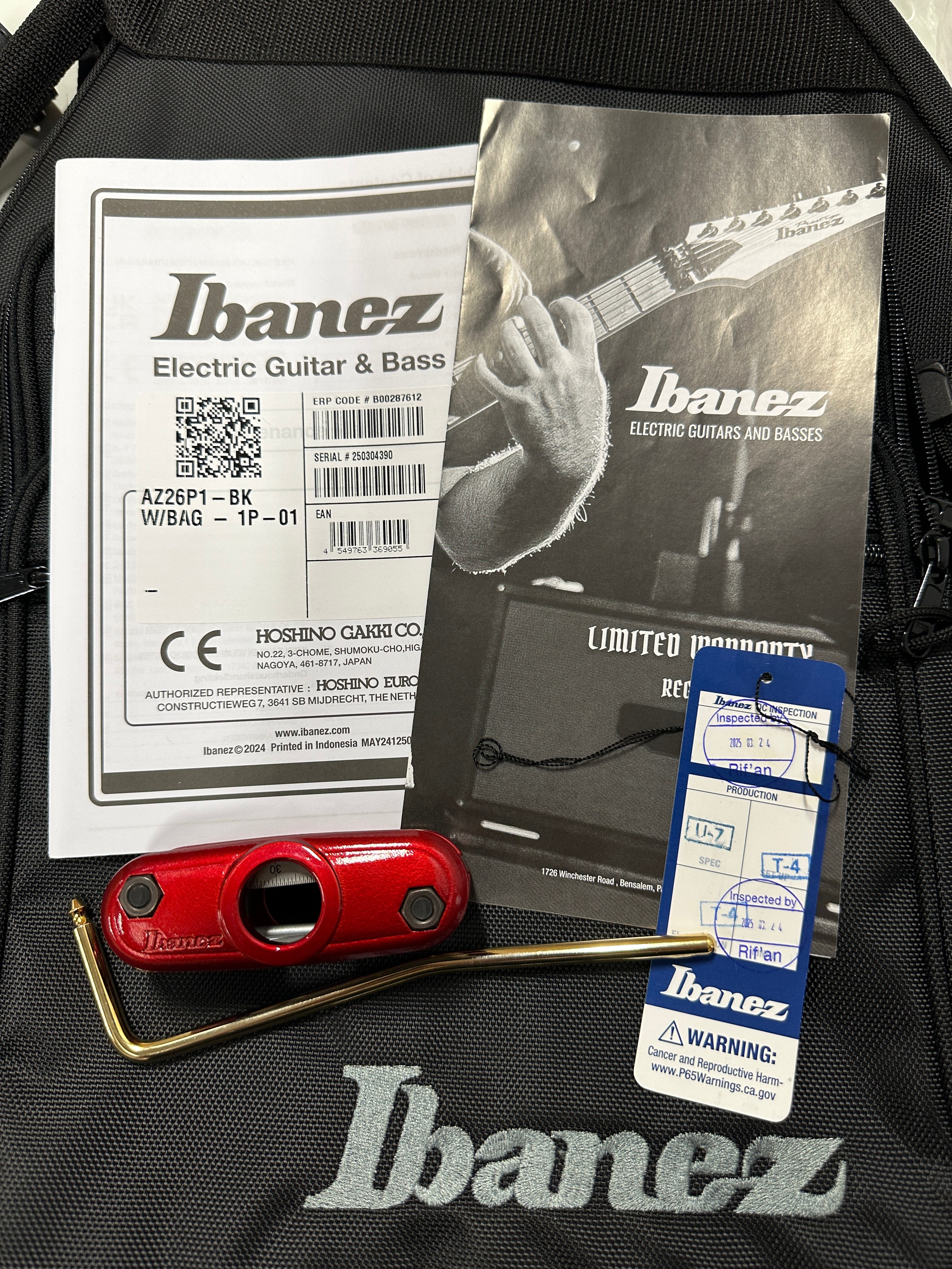 Used Ibanez AZ26P1 Premium (2025) - Black #04390 with Original Gig