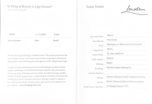 Used Lowden S-23J (2022) #26236 with Original Hard Case