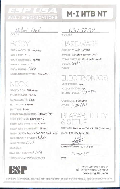 ESP M-1 USA - Midori Gold #25290