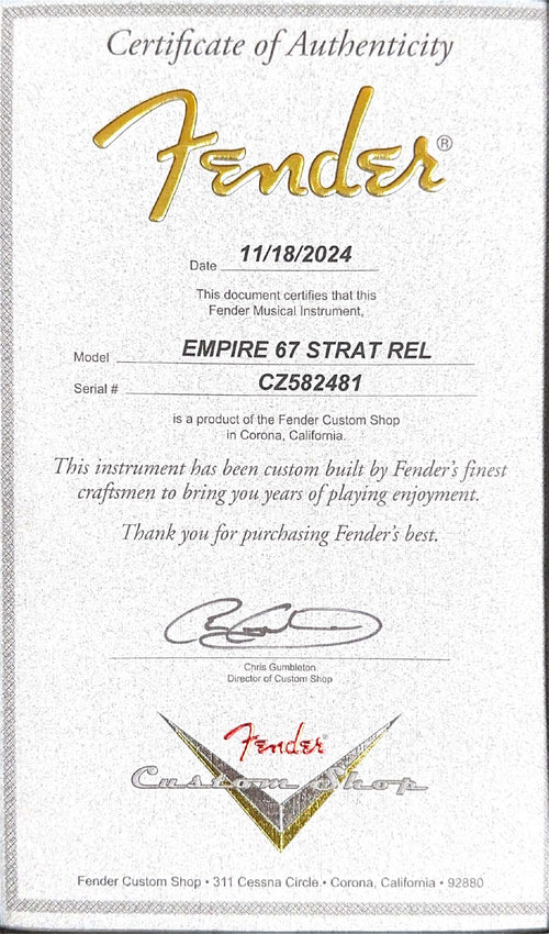 Used Fender Custom Shop Empire 67 Stratocaster Relic (2024) - 3-Color Sunburst #82481 with Original Hard Case