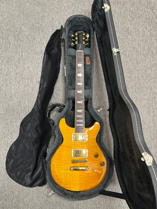 Used Gibson Les Paul Standard Double Cut Plus (2002) - Trans Amber #62446 with Original Hard Case
