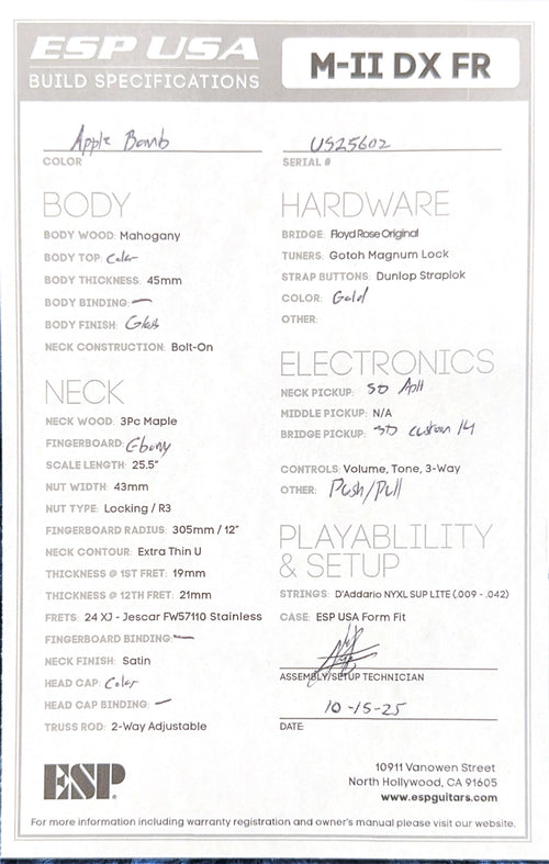 ESP M-II DX USA - Apple Bomb #25602