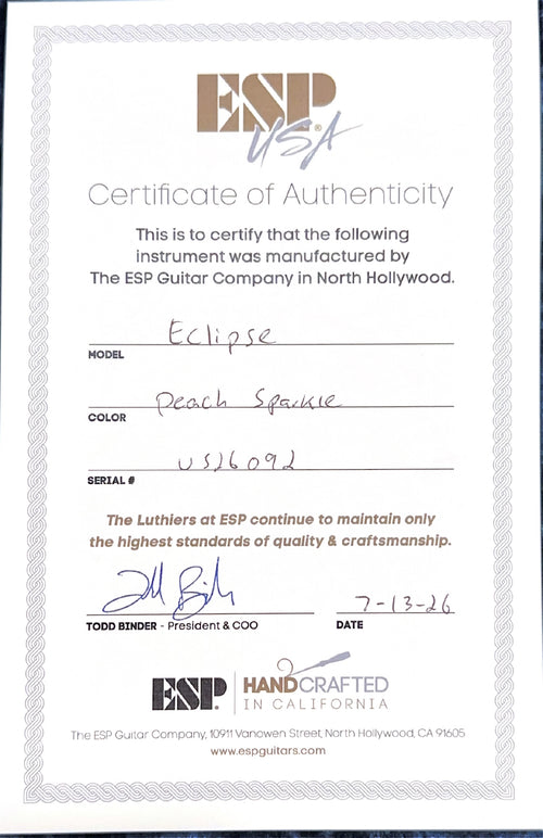 ESP Eclipse USA - Peach Sparkle #26092