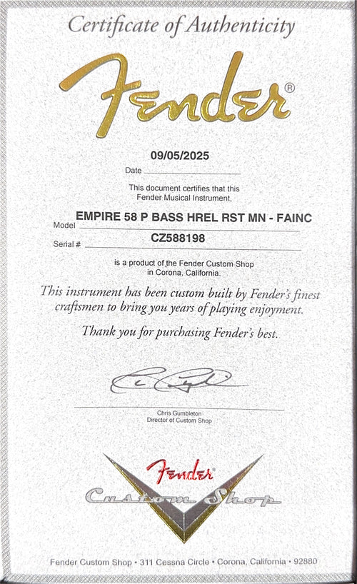 Fender Custom Shop Empire 58 Precision Bass Heavy Relic - Faded Aged Inca Silver #88198