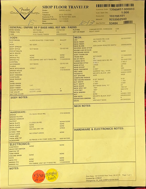 Fender Custom Shop Empire 58 Precision Bass Heavy Relic - Faded Aged Desert Sand #86992