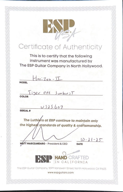 ESP Horizon-II USA - Tiger Eye Sunburst #25607