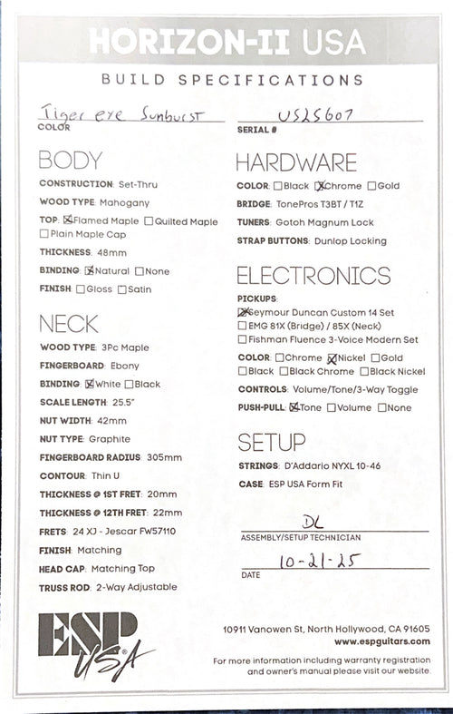 ESP Horizon-II USA - Tiger Eye Sunburst #25607