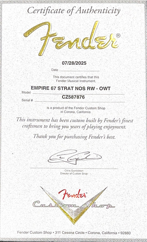 Fender Custom Shop Empire 67 Stratocaster NOS - Olympic White #87876