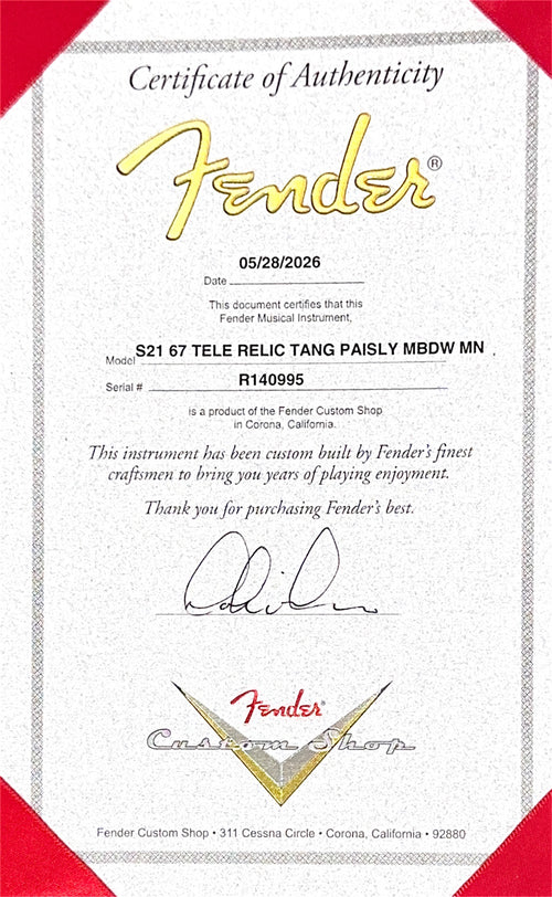 Fender Custom Shop Masterbuilt Dale Wilson 1967 Telecaster Relic - Tangerine Paisley #40995