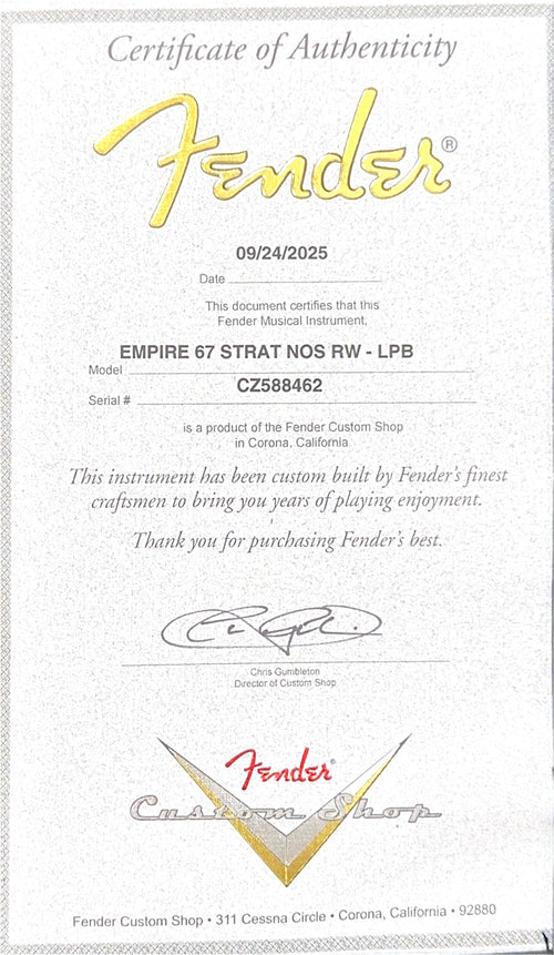 Fender Custom Shop Empire 67 Stratocaster NOS - Lake Placid Blue #88462