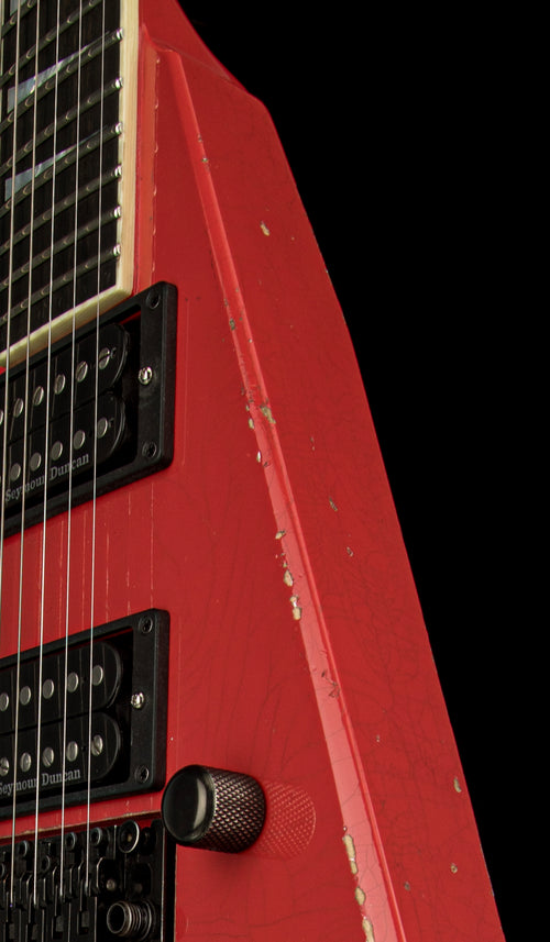 Used Jackson Custom Shop King V Music Zoo Exclusive - Nitro Aged Fiesta Red #10637 with Original Hard Case
