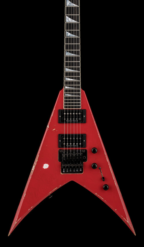 Used Jackson Custom Shop King V Music Zoo Exclusive - Nitro Aged Fiesta Red #10637 with Original Hard Case