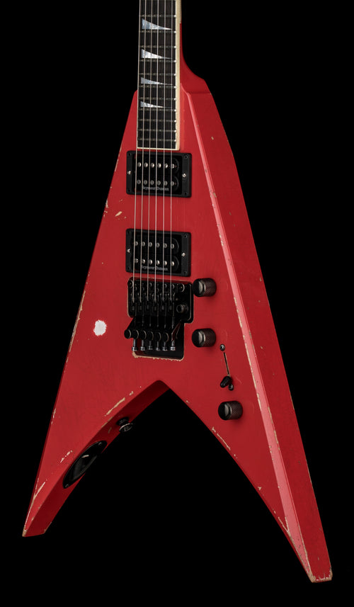 Used Jackson Custom Shop King V Music Zoo Exclusive - Nitro Aged Fiesta Red #10637 with Original Hard Case