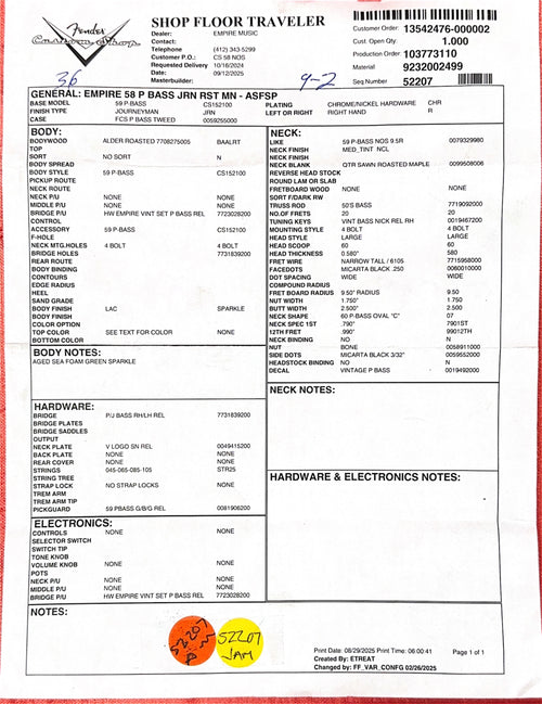 Fender Custom Shop Empire 58 Precision Bass Journeyman Relic - Aged Sea Foam Green Sparkle #88270