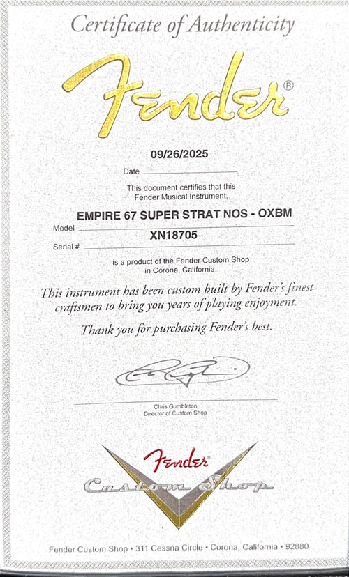 Fender Custom Shop Empire 67 Super Stratocaster HSS NOS - Oxblood Metallic #18705