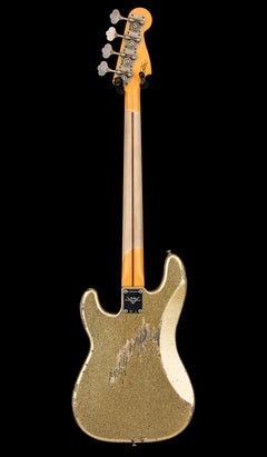 Used Fender Custom Shop Reverse Headstock 60's Precision Bass Heavy Relic (2021) - Gold Sparkle #52016 with Original Hard Case