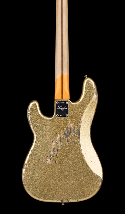 Used Fender Custom Shop Reverse Headstock 60's Precision Bass Heavy Relic (2021) - Gold Sparkle #52016 with Original Hard Case
