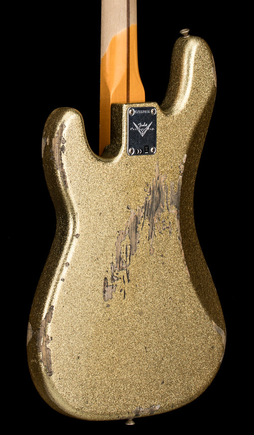 Used Fender Custom Shop Reverse Headstock 60's Precision Bass Heavy Relic (2021) - Gold Sparkle #52016 with Original Hard Case