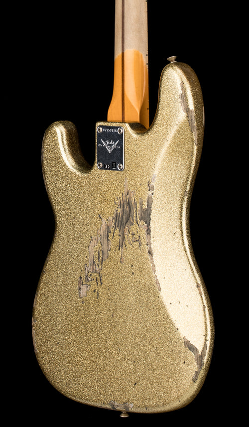 Used Fender Custom Shop Reverse Headstock 60's Precision Bass Heavy Relic (2021) - Gold Sparkle #52016 with Original Hard Case
