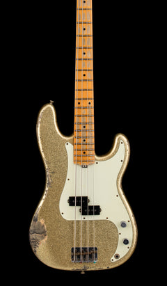 Used Fender Custom Shop Reverse Headstock 60's Precision Bass Heavy Relic (2021) - Gold Sparkle #52016 with Original Hard Case