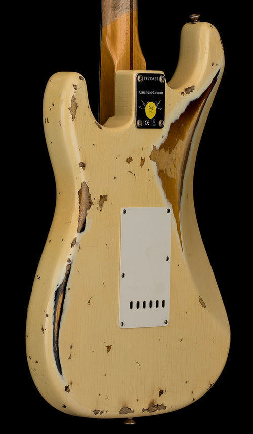 Used Fender Custom Shop LTD 1958 Stratocaster Heavy Relic (2018) - Aged Vintage White/2-Color Sunburst #35490 with Original Hard Case