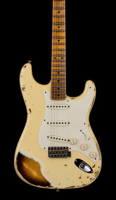 Used Fender Custom Shop LTD 1958 Stratocaster Heavy Relic (2018) - Aged Vintage White/2-Color Sunburst #35490 with Original Hard Case